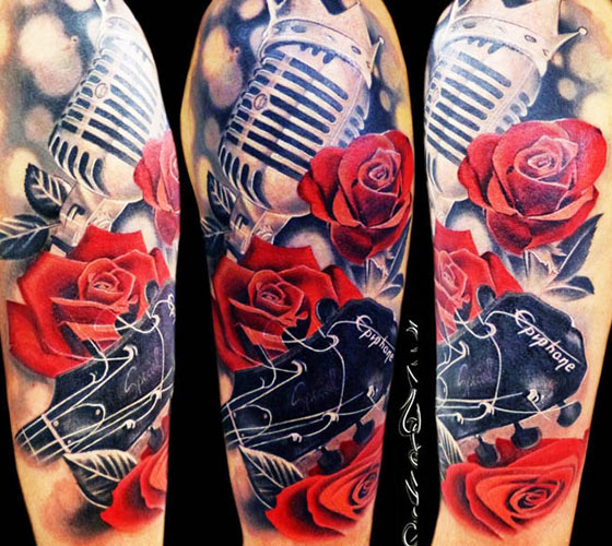My arm sleeve and first ever tattoo Love the combo of black  red Done by  same artist as my post from yesterday  httpsinstagramcomlenleyecotigshidYmMyMTA2M2Y  rirezumi